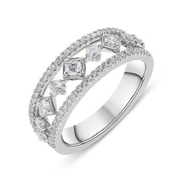 18ct White Gold 0.58ct Diamond House Style Half Eternity Ring. R1054.