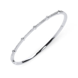 18ct White Gold 0.35ct Diamond Hinged Bangle, B1121.