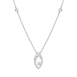 18ct White Gold 0.35ct Diamond Open Marquise Necklace FEU-1922
