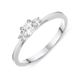 18ct White Gold 0.35ct Diamond Trilogy Ring R1116