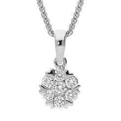 18ct White Gold 0.36ct Diamond Cluster Heart Edged Necklace, P3215C.