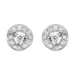 18ct White Gold 0.36ct Diamond Ribbon Edge Stud Earrings E2383