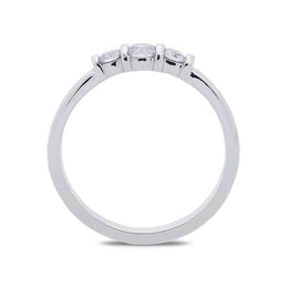 18ct White Gold 0.36ct Diamond Trilogy Bar Set Ring. FEU-440
