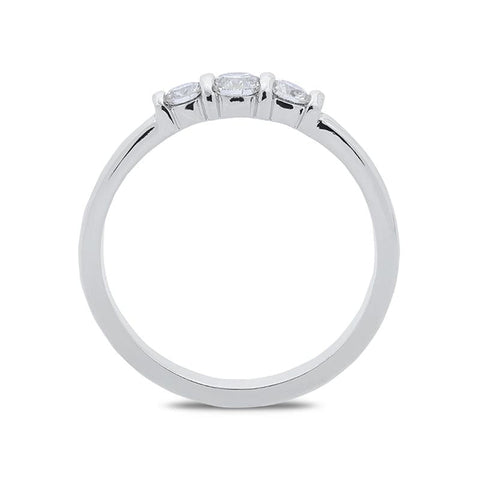 18ct White Gold 0.36ct Diamond Trilogy Bar Set Ring. FEU-440