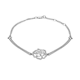 18ct White Gold 0.37ct Diamond Double Strand Flower Bracelet, B1018. 