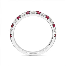 18ct White Gold 0.37ct Ruby Diamond Half Eternity Ring FEU-2006