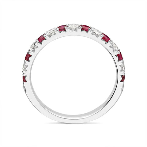 18ct White Gold 0.37ct Ruby Diamond Half Eternity Ring FEU-2006