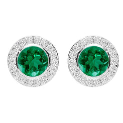 18ct White Gold 0.38ct Emerald Diamond Round Stud Earrings FEU-2027