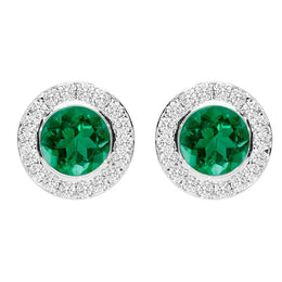18ct White Gold 0.38ct Emerald Diamond Round Stud Earrings FEU-2027
