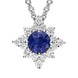 18ct White Gold 0.38ct Sapphire 0.13ct Diamond Star Cluster Necklace, FEU-1544