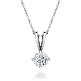 18ct White Gold 0.40ct Diamond Brilliant Cut Solitaire Necklace, FEU-367.