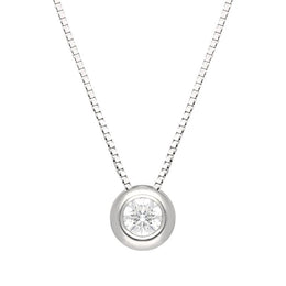18ct White Gold 0.40ct Diamond Brilliant Cut Solitaire Necklace, P801C.