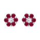18ct White Gold 0.41ct Ruby Diamond Floral Cluster Earrings, FEU-1209.