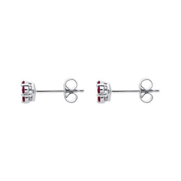 18ct White Gold 0.41ct Ruby Diamond Floral Cluster Earrings, FEU-1209.