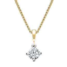 18ct Yellow Gold 0.42ct Diamond Brilliant Cut Solitaire Necklace