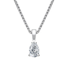 18ct White Gold 0.42ct Diamond Pear Cut Solitaire Necklace FEU-1981