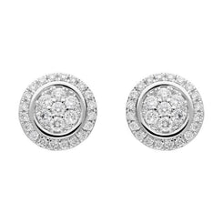 18ct White Gold 0.42ct Diamond Round Cluster Stud Earrings FEU-1974