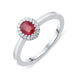 18ct White Gold 0.42ct Ruby Diamond Halo Ring, FEU-1534.