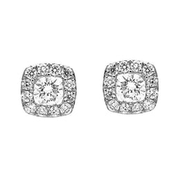 18ct White Gold 0.43ct Diamond Cushion Stud Earrings, E2357.