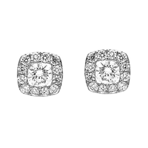 18ct White Gold 0.43ct Diamond Cushion Stud Earrings, E2357.