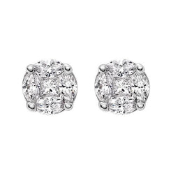 18ct White Gold 0.44 Carat Diamond Cluster Stud Earrings. FEU-110