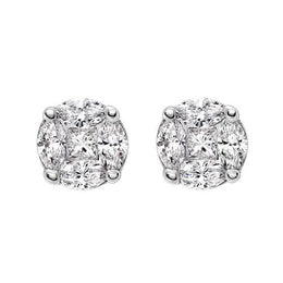18ct White Gold 0.44 Carat Diamond Cluster Stud Earrings. FEU-110