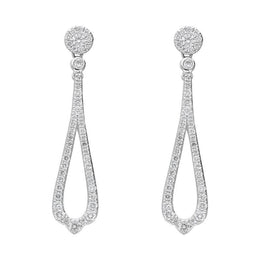 18ct White Gold 0.44ct Diamond Open Pear Drop Earrings FEU-1972