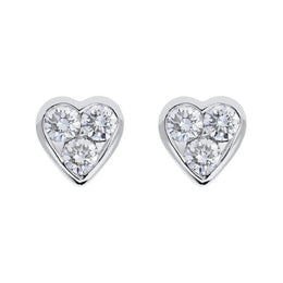 18ct White Gold 0.45ct Diamond Heart Stud Earrings, FEU-103.