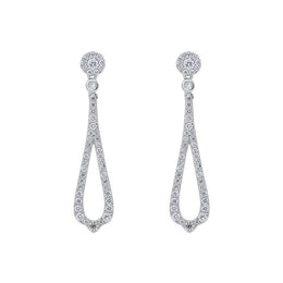18ct White Gold 0.45ct Diamond Open Pear Drop Earrings, FEU-1385.