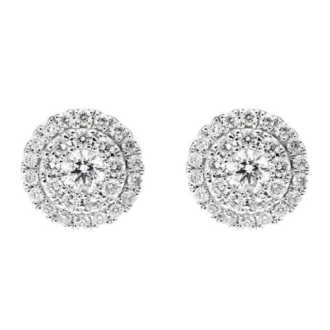 18ct White Gold 0.46ct Diamond Round Cluster Stud Earrings, AE00126-P. 