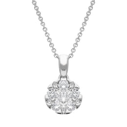 18ct White Gold 0.46ct Diamond Triangle Heart Edged Necklace FEU-1982