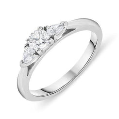 18ct White Gold 0.48ct Diamond Brilliant Cut Trilogy Ring, FEU-1182.