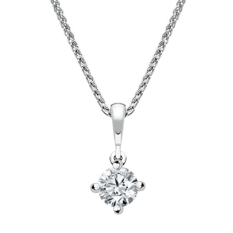 18ct White Gold 0.50ct Diamond Brilliant Cut Solitaire Necklace FEU-2103