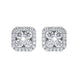 18ct White Gold 0.50ct Diamond Cushion Cluster Stud Earrings, FEU-108.