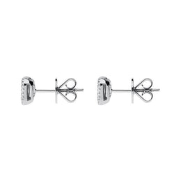 18ct White Gold 0.50ct Diamond Cushion Cluster Stud Earrings, FEU-108.