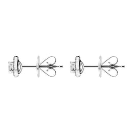 18ct White Gold 0.50ct Diamond Halo Stud Earrings, FEU-1624.