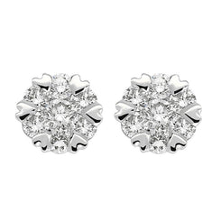 18ct White Gold 0.50ct Diamond Heart Edge Stud Earrings, E2379.