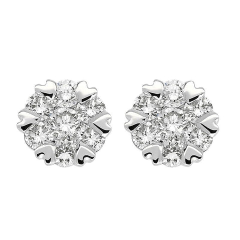 18ct White Gold 0.50ct Diamond Heart Edge Stud Earrings, E2379.