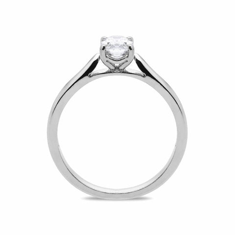 18ct White Gold 0.50ct Diamond Oval Cut Solitaire Ring, FEU-1322.