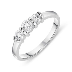 18ct White Gold 0.50ct Diamond Trilogy Bar Set Ring. FEU-445.