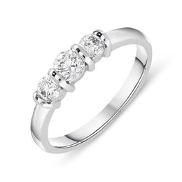 18ct White Gold 0.50ct Diamond Trilogy Bar Set Ring. FEU-445.