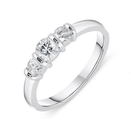18ct White Gold 0.50ct Diamond Trilogy Bar Set Ring, FEU-443.