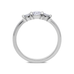 18ct White Gold 0.50ct Diamond Trilogy Bar Set Ring, FEU-443.