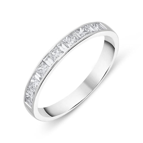18ct White Gold 0.51ct Diamond Channel Set Half Eternity Ring, FEU-857.