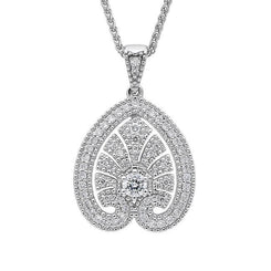 18ct White Gold 0.52 Carat Diamond House Style Small Leaf Necklace. P3056C.