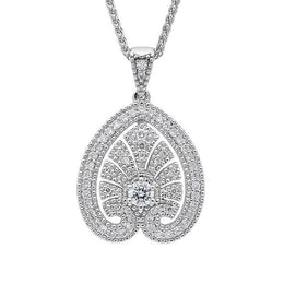 18ct White Gold 0.52 Carat Diamond House Style Small Leaf Necklace. P3056C.
