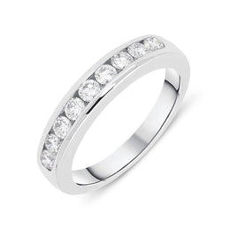 18ct White Gold 0.52ct Diamond Channel Set Half Eternity Ring, FEU-824.