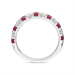 18ct White Gold 0.52ct Ruby Diamond Half Eternity Ring FEU-2004