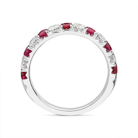 18ct White Gold 0.52ct Ruby Diamond Half Eternity Ring FEU-2004