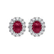18ct White Gold 0.52ct Ruby Diamond Oval Stud Earrings, FEU-1240.